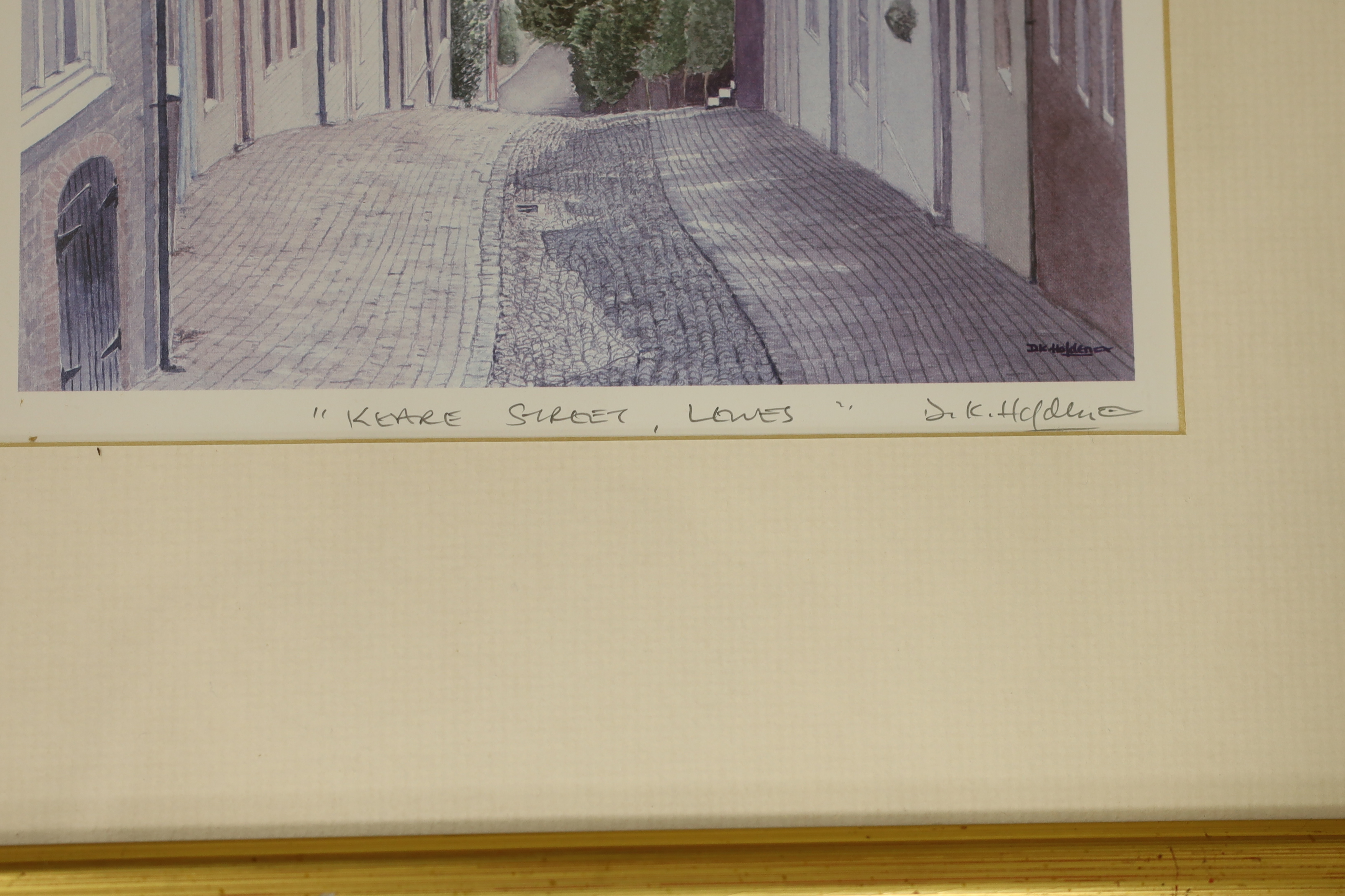 D.K. Holden (Contemporary), colour print, 'Keere Street, Lewes,' signed in pencil, 26 x 19cm